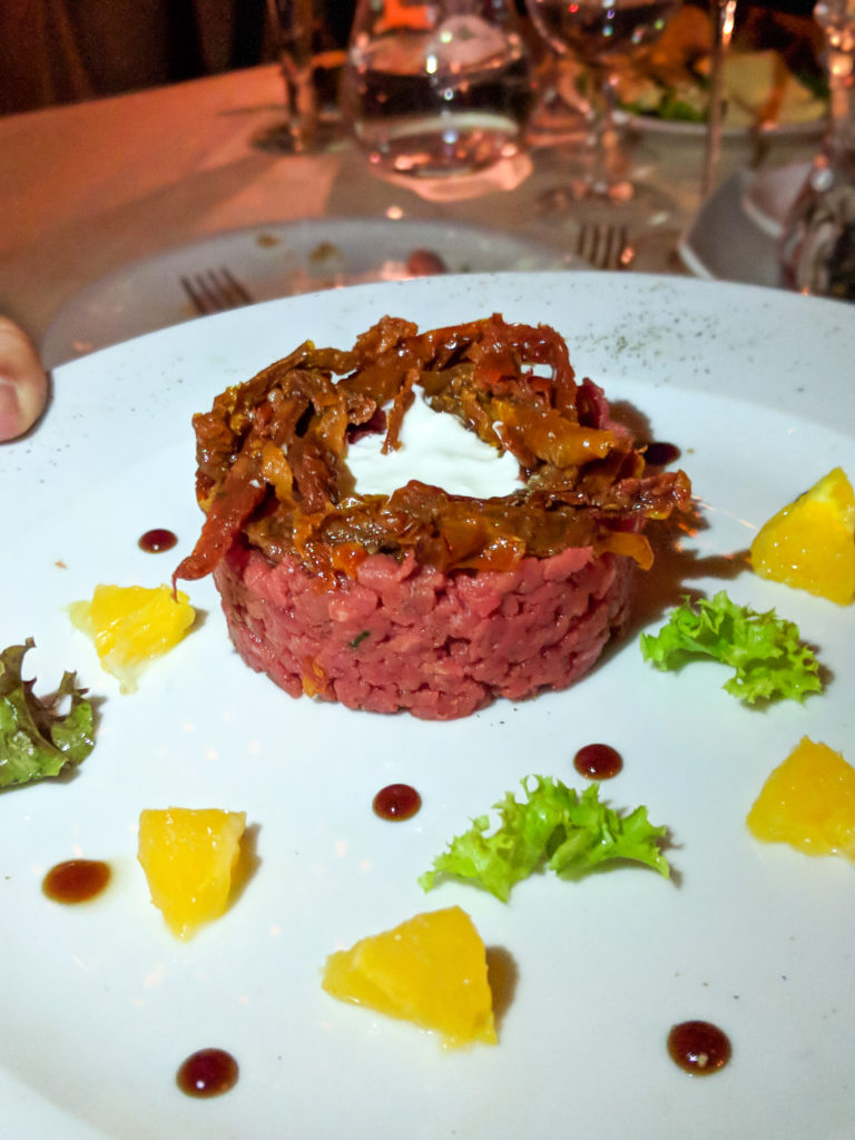 steak tartare with stracciatella La giostra florence italy