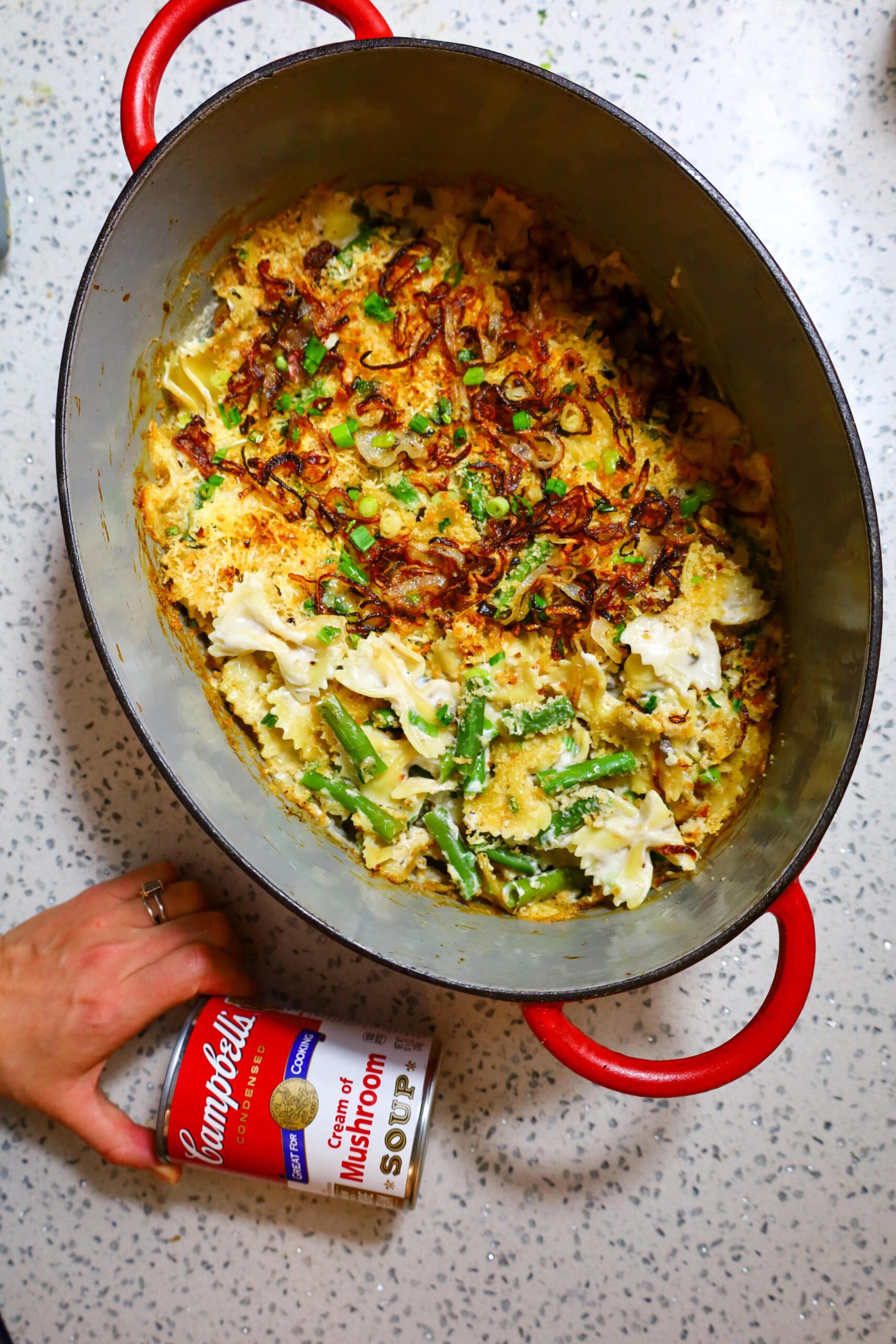 green bean casserole pasta bake