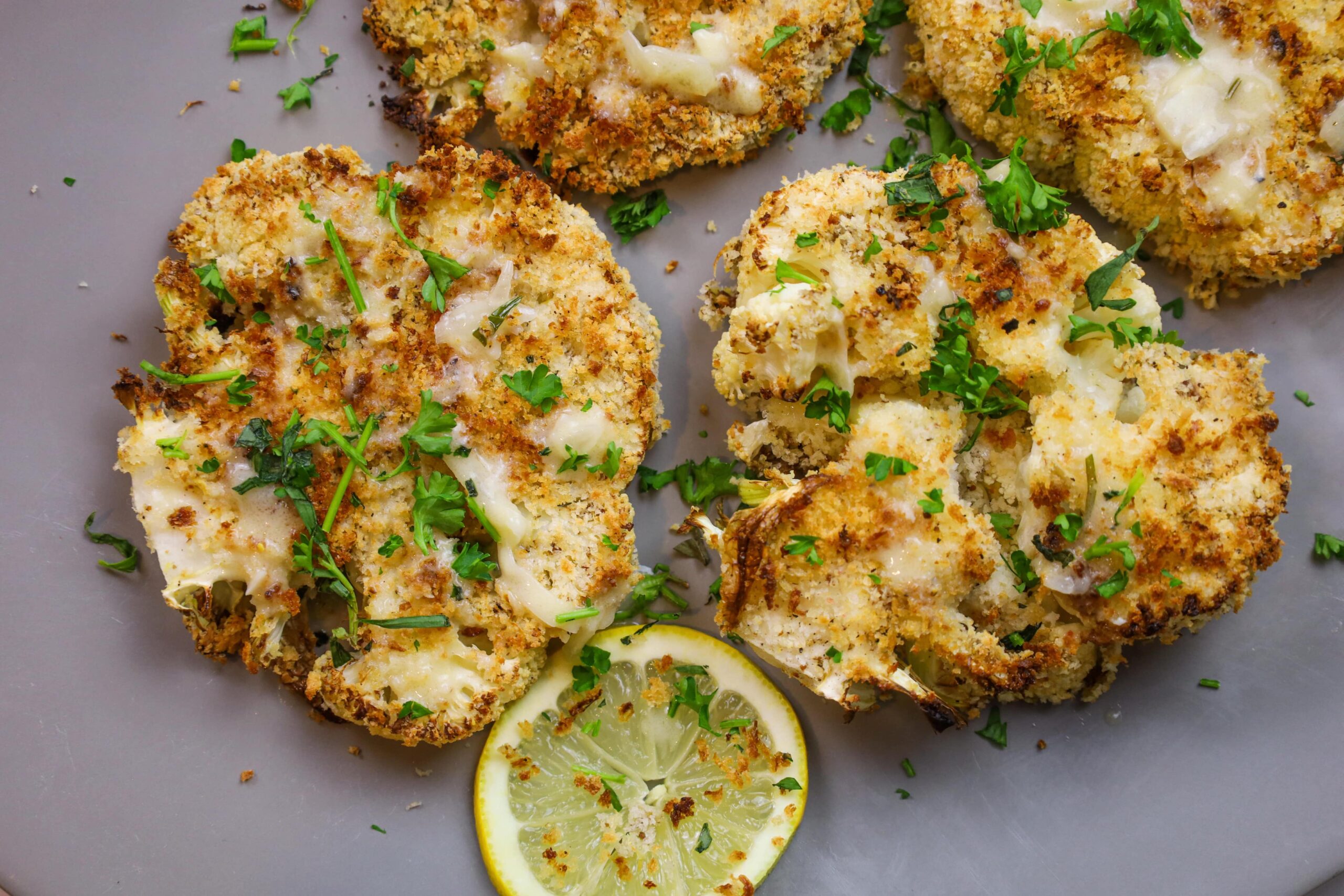 crispy cauliflower steaks with creamy tarragon sauce