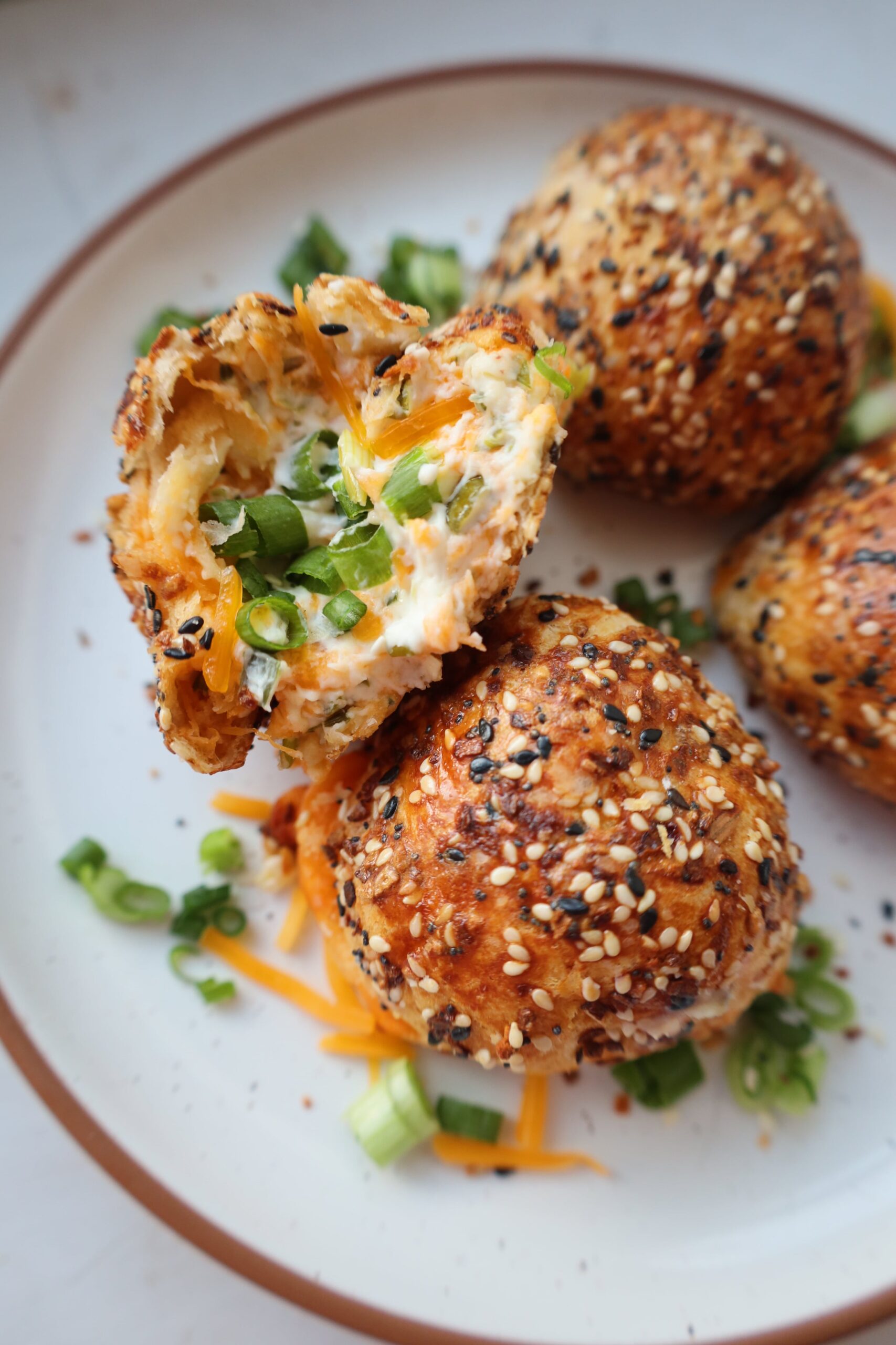 fully loaded cheesy everything bagel balls