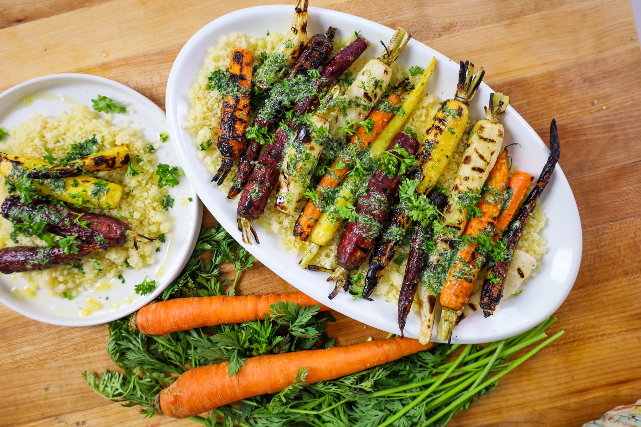 grilled carrots with mint and dill dressing