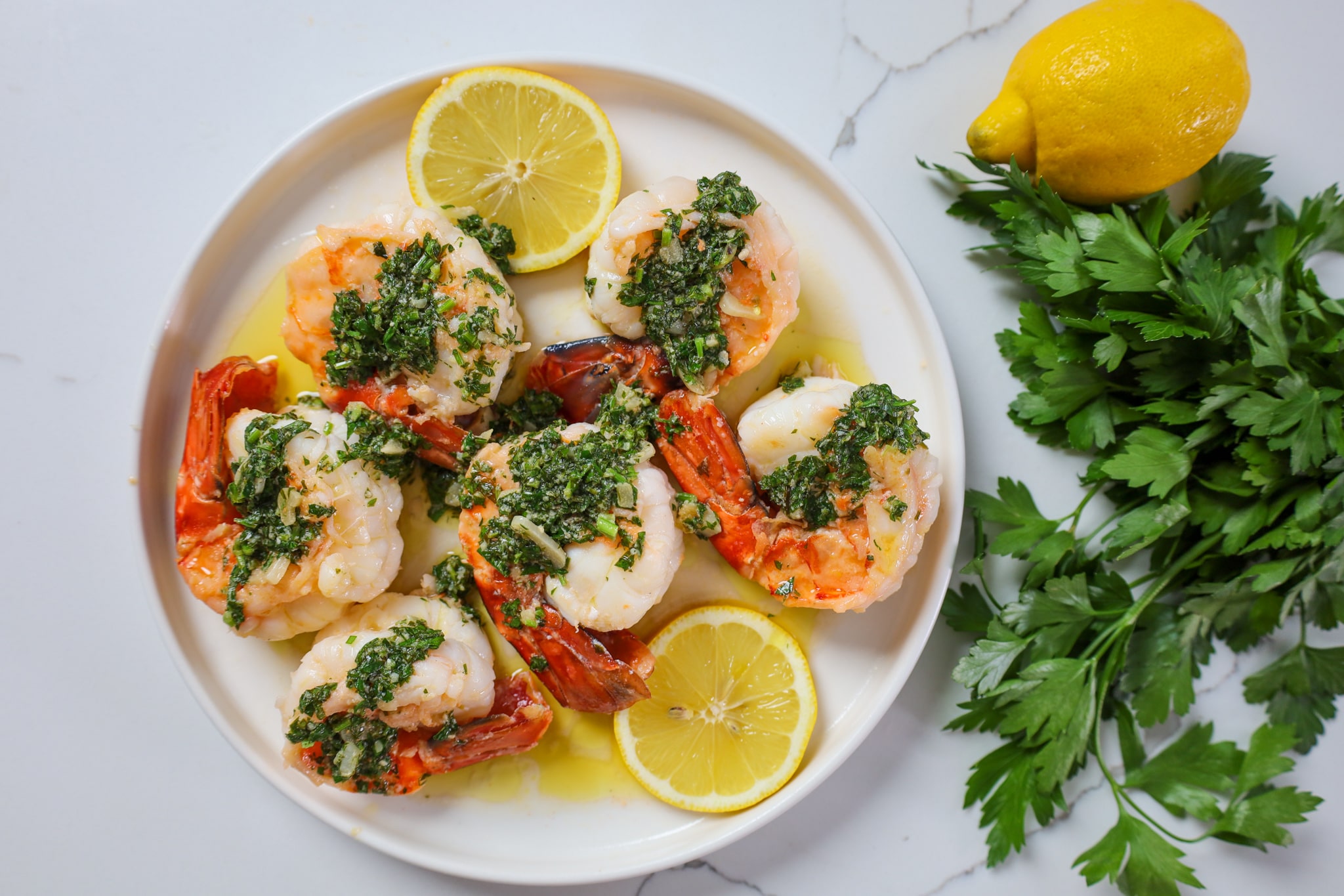 prawn scampi with parsley