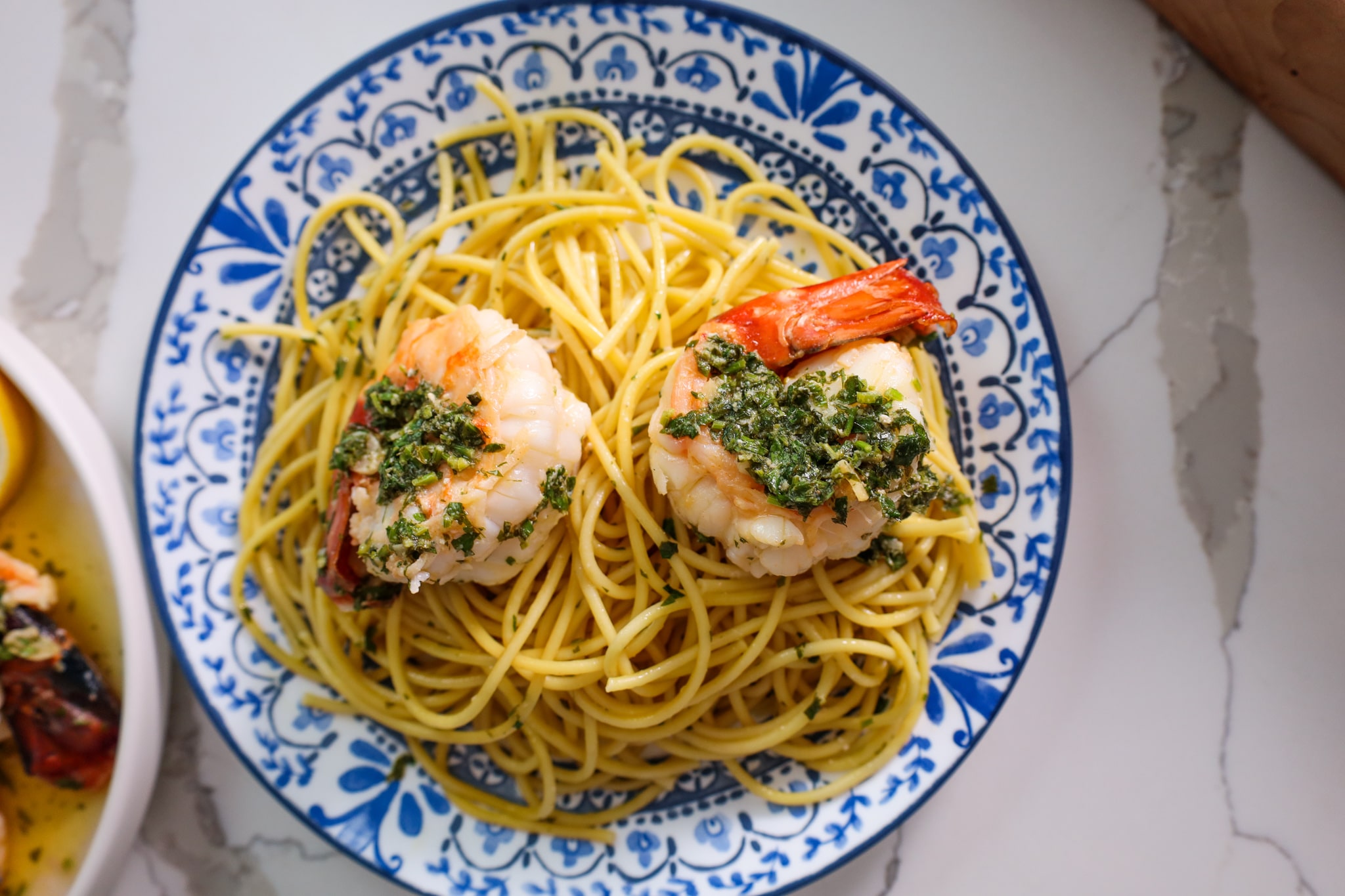 prawn scampi with parsley